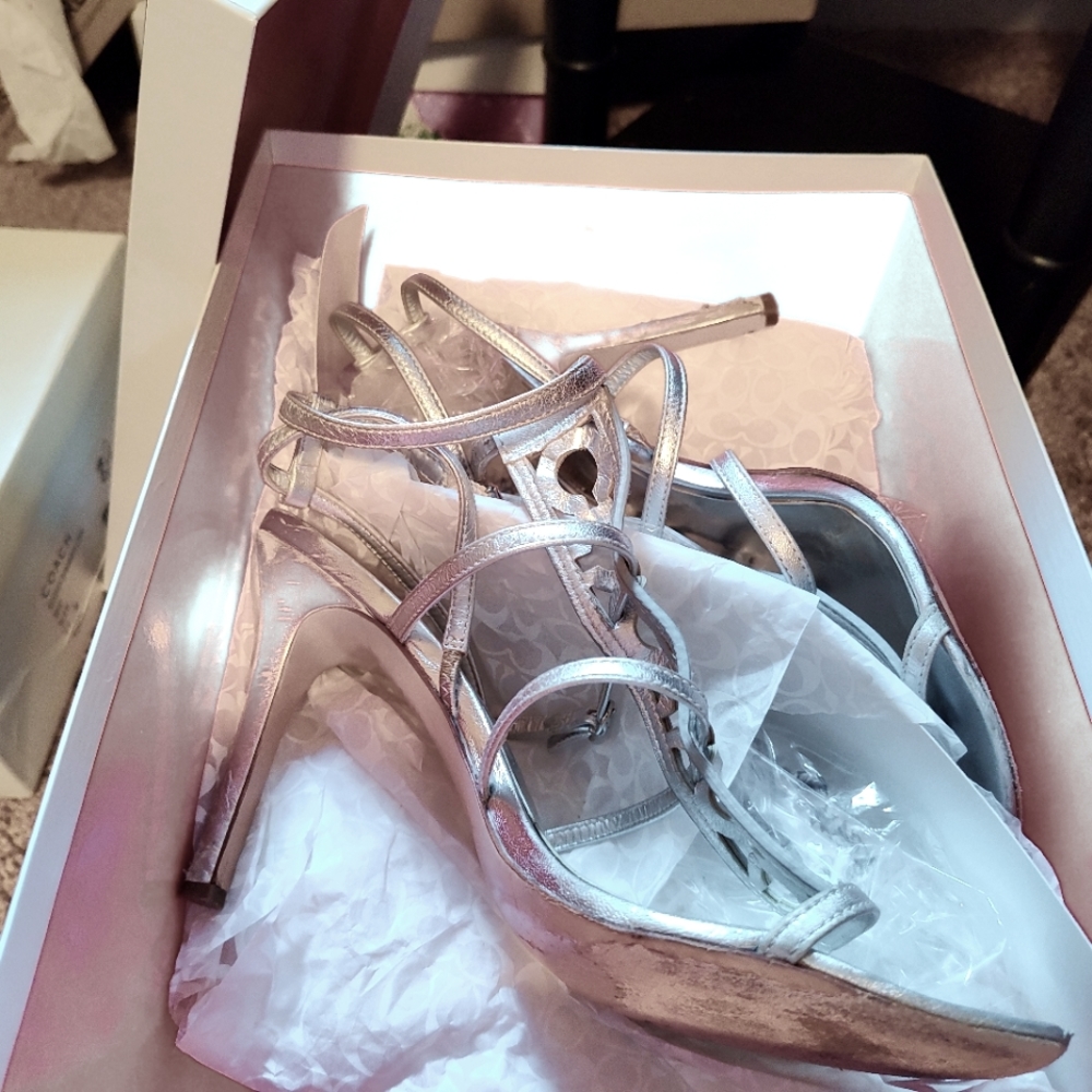 Coach Farrow Metallic High Heel Shoes - Picture 1 of 4